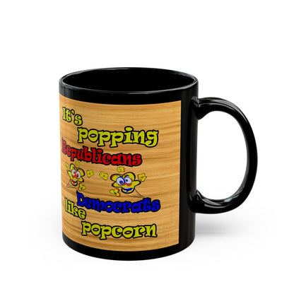 popping like popcorn - Black Mug (butterscotch wood finish)