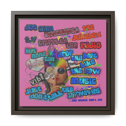 drop the beat - framed canvas art (light pink)