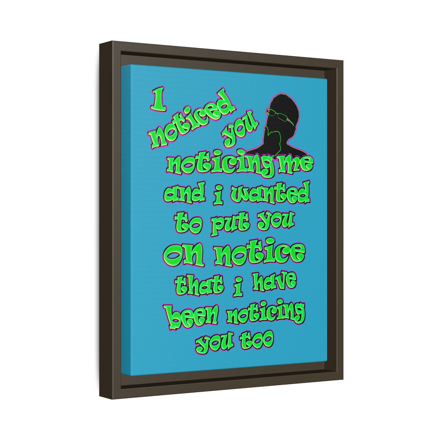 noticed you noticing - framed canvas art (turquoise)