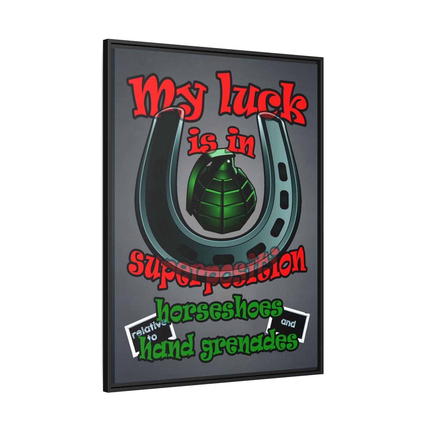 my luck - framed canvas art (grey-light grey)