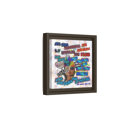 drop the beat - framed canvas art (white marble)