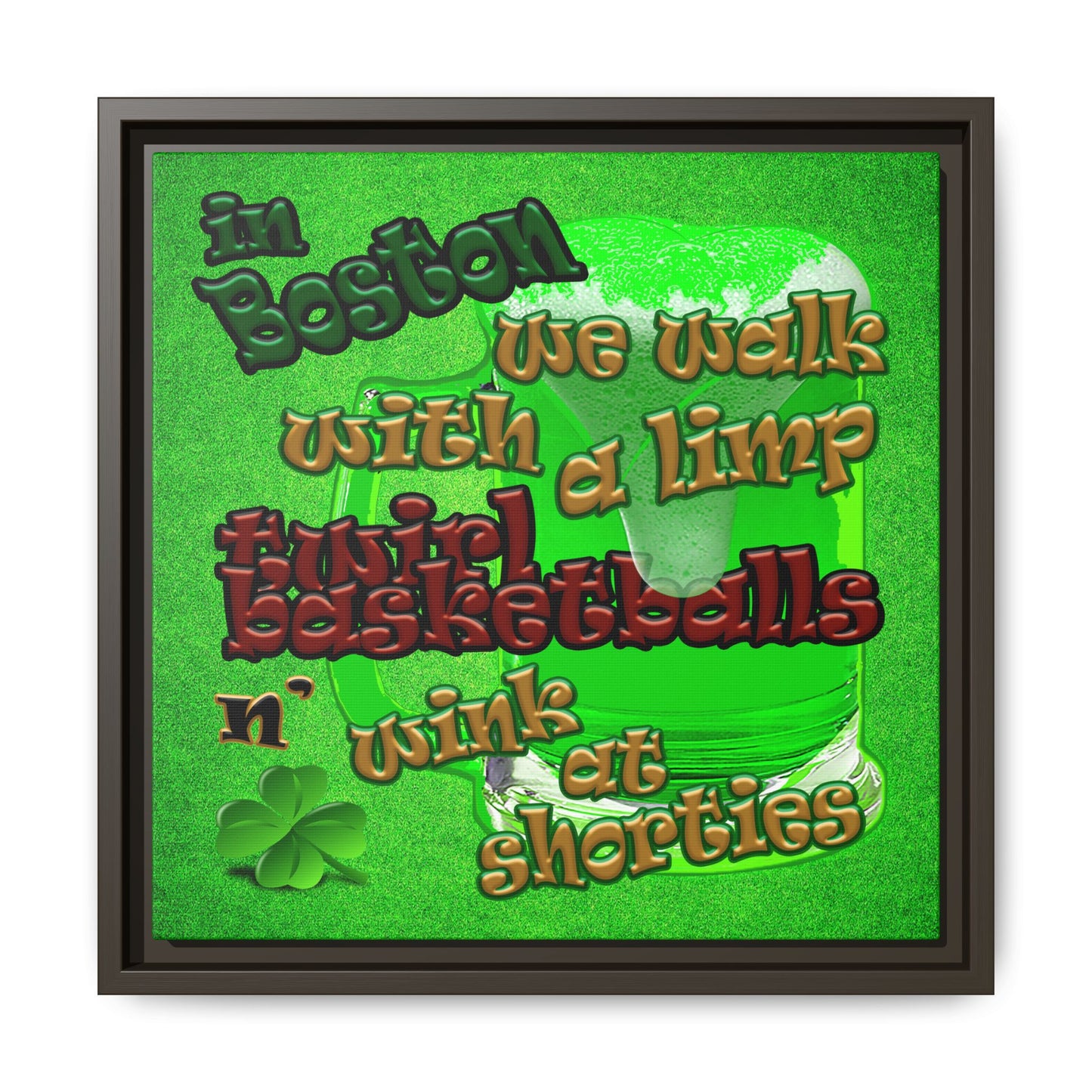 celtics logo - framed canvas art (green turf)