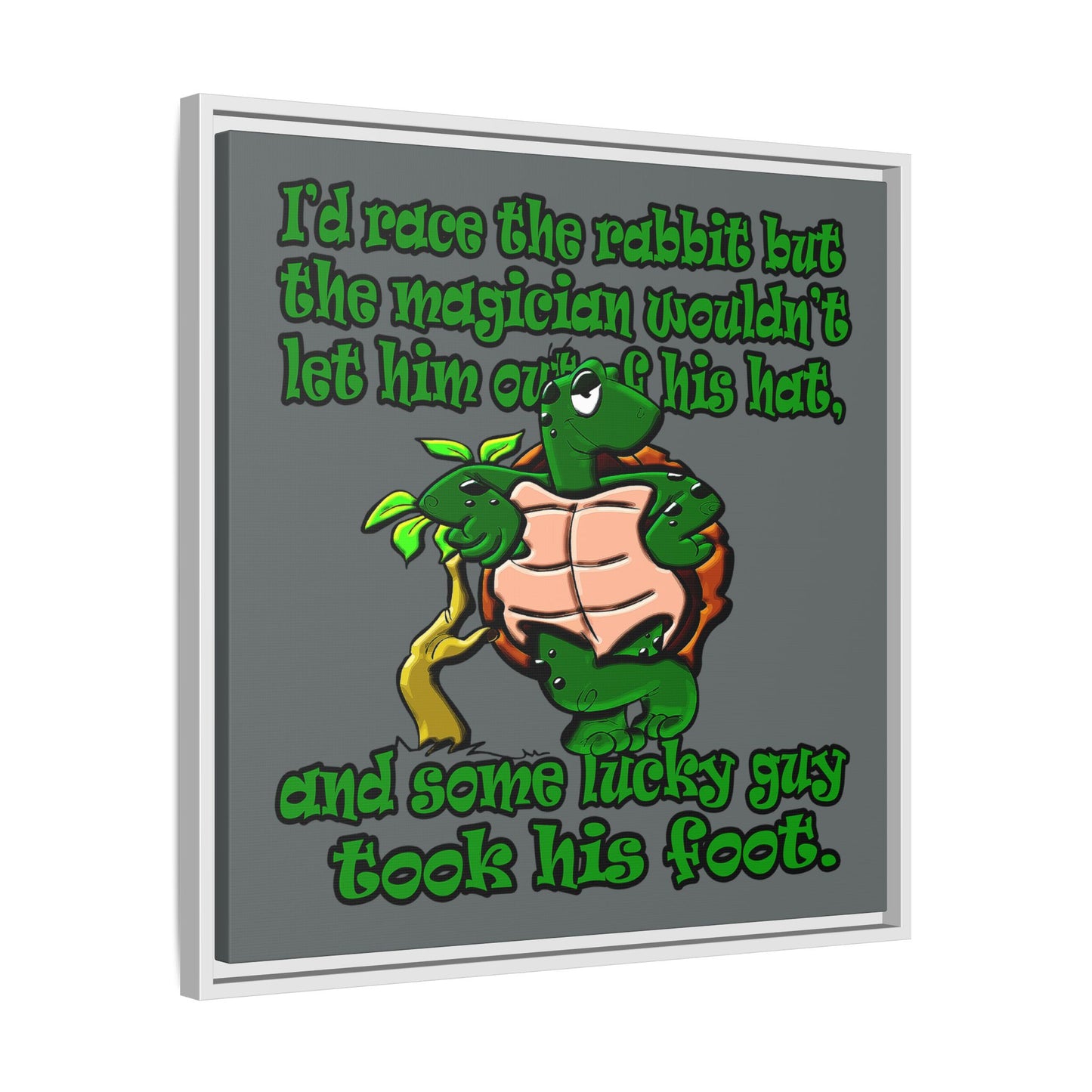 turtle race - framed canvas art (dark grey)