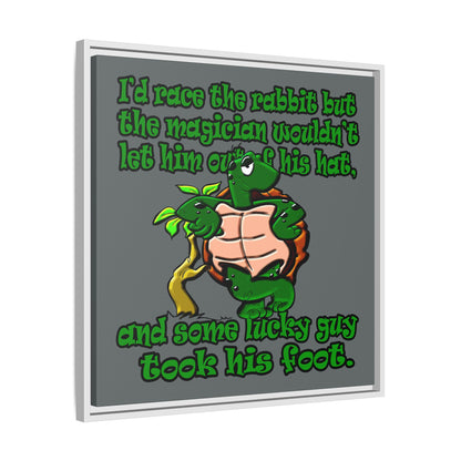 turtle race - framed canvas art (dark grey)