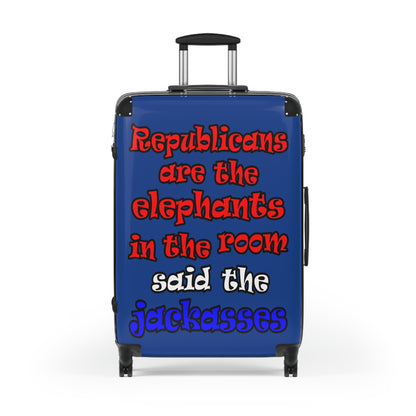 donkeys and elephants - Suitcase (dark blue)