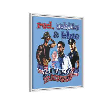 rw&b lives matter - framed canvas art (light blue)