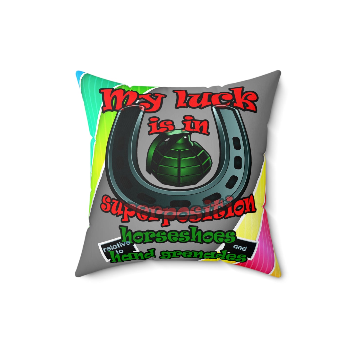 my luck - Spun Polyester Square Pillow - (rainbow split)