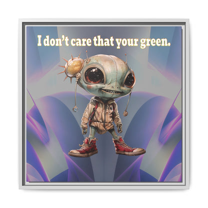 I don't care that your green - framed canvas art (grey-pink wave)