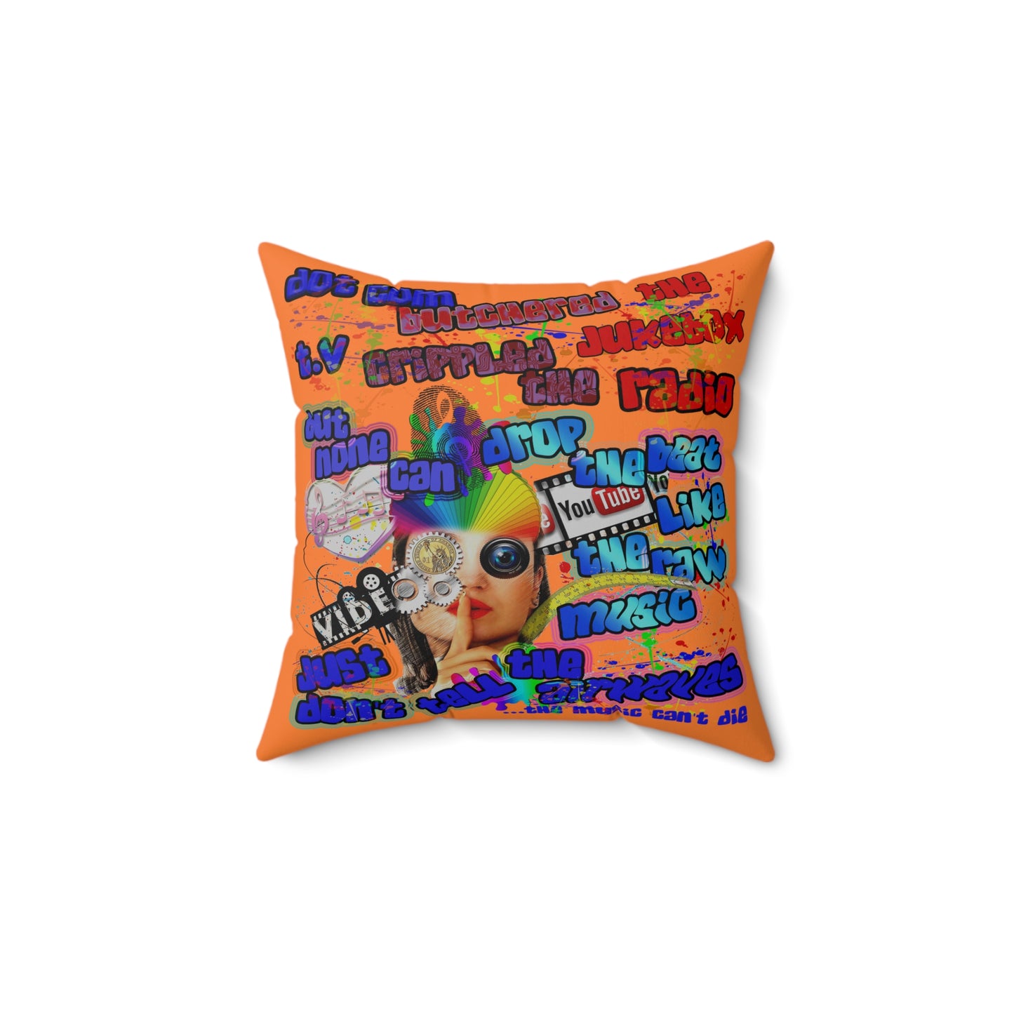 drop the beat - Spun Polyester Square Pillow - (crusta)