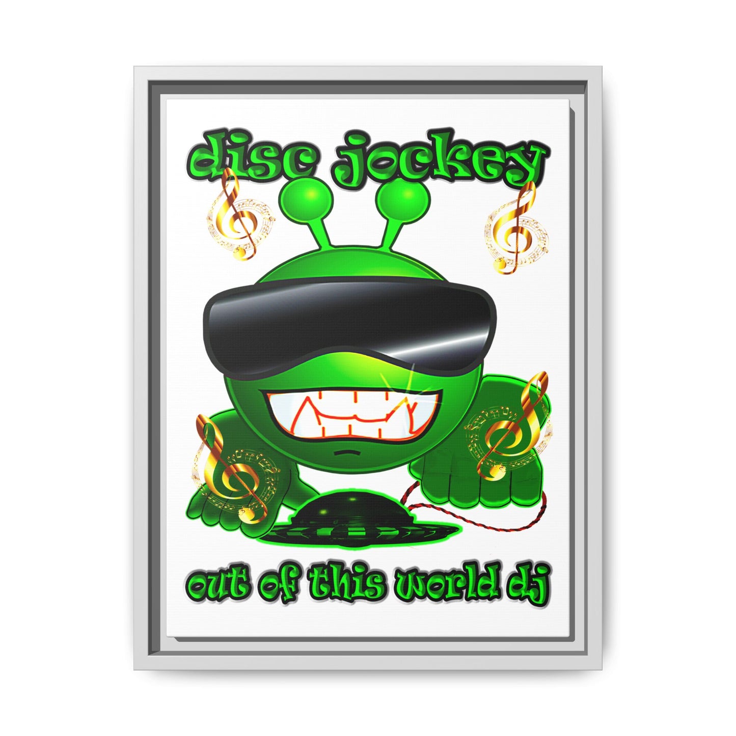 disc jockey - framed canvas art (white)
