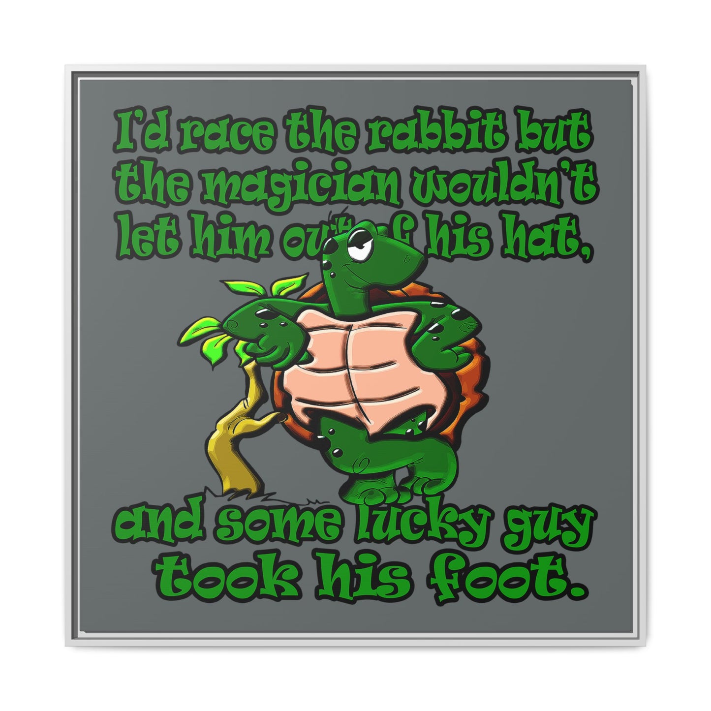 turtle race - framed canvas art (dark grey)