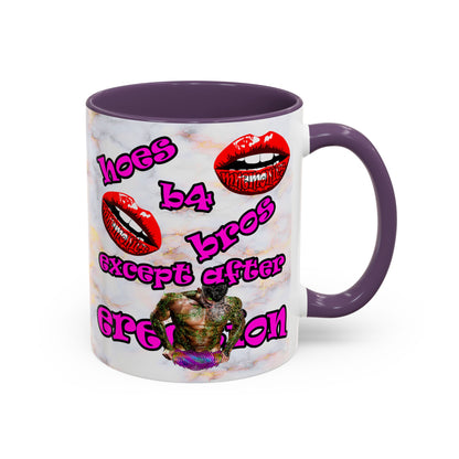hoes b4 bros - Accent Mug (white marble)