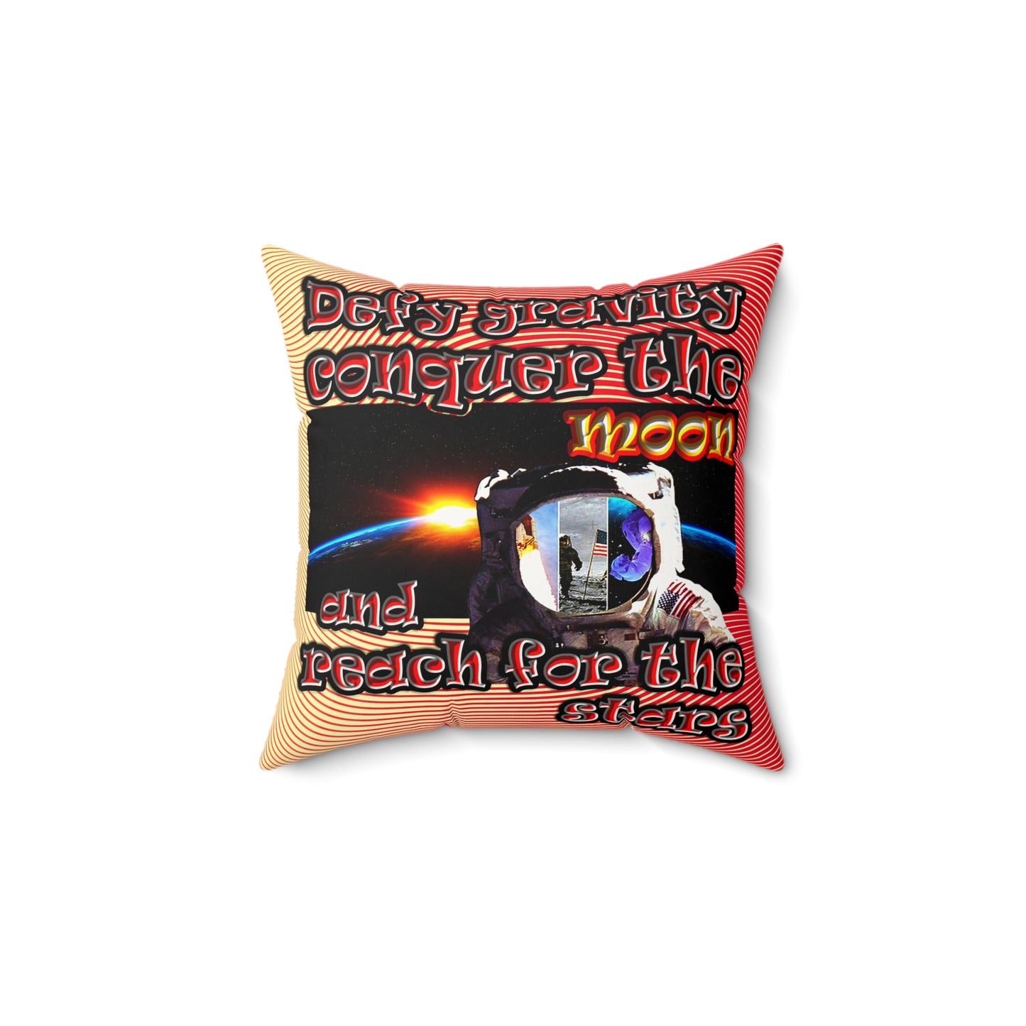 defy conquer reach - Faux Suede Square Pillow - (yellow-orange wave)