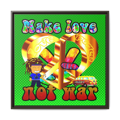 love peace - framed canvas art (logo green)
