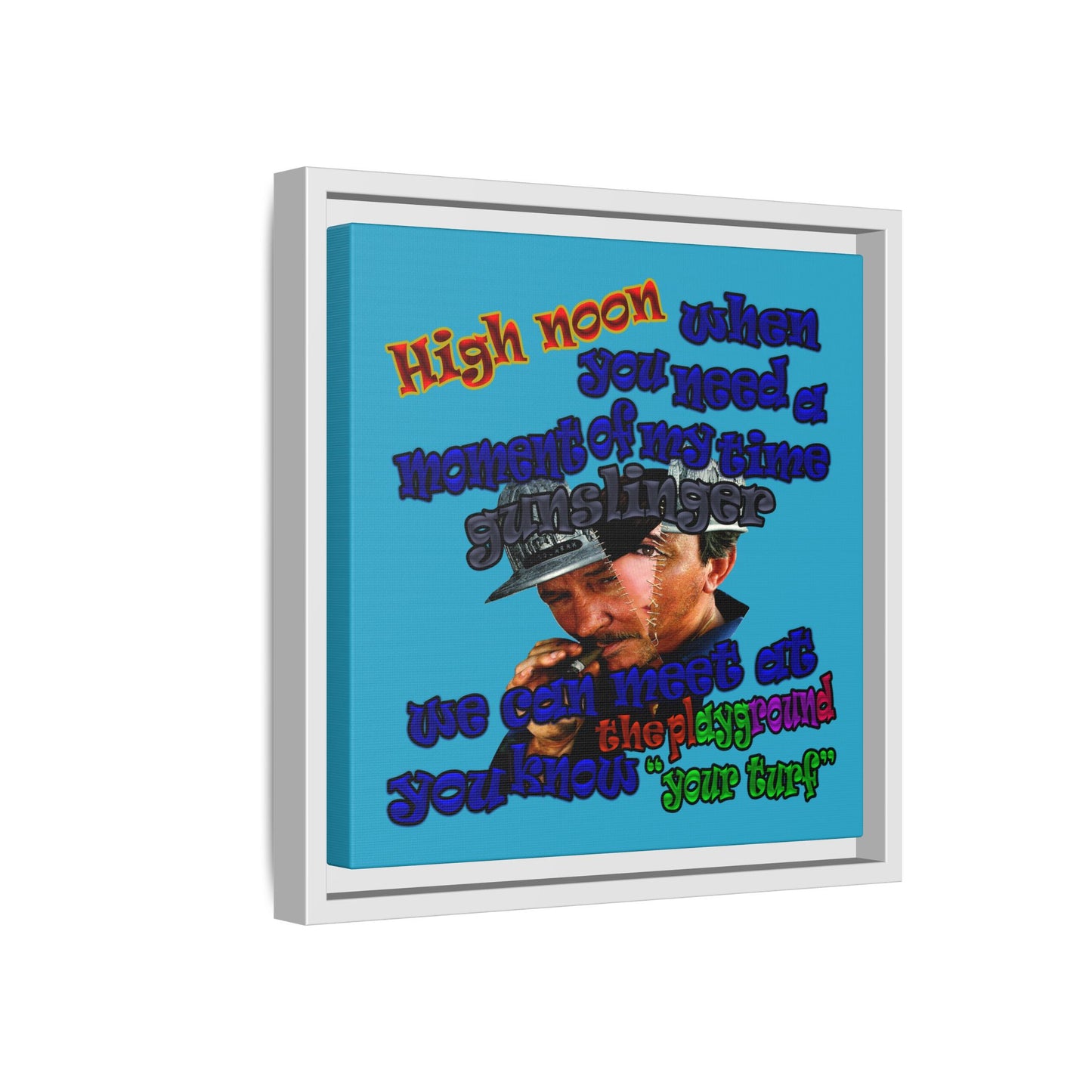 high noon - framed canvas art (turquoise)