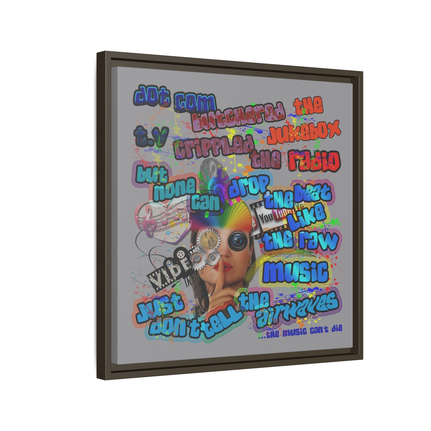 drop the beat - framed canvas art (grey)