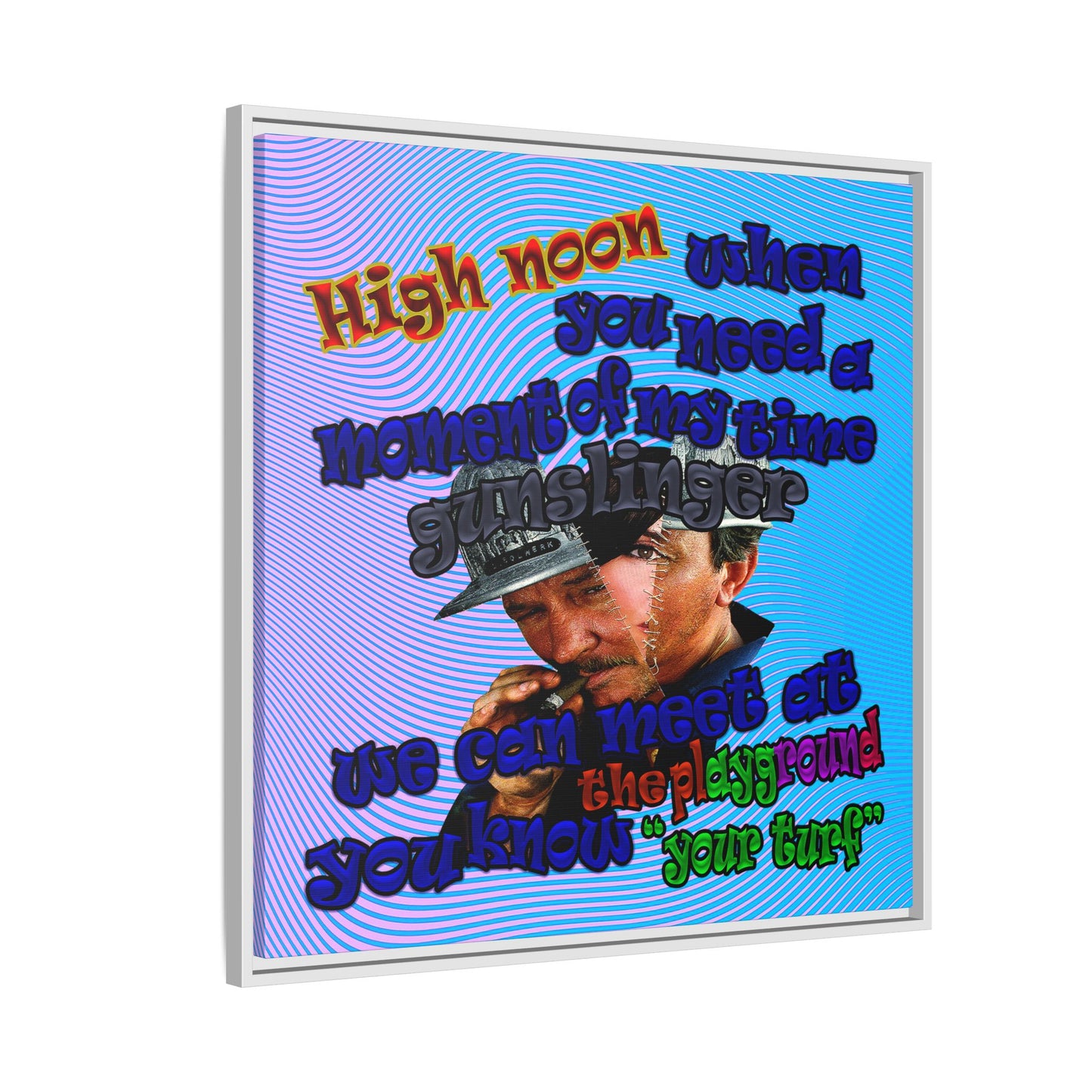 high noon - framed canvas art (light blue-purple wave)