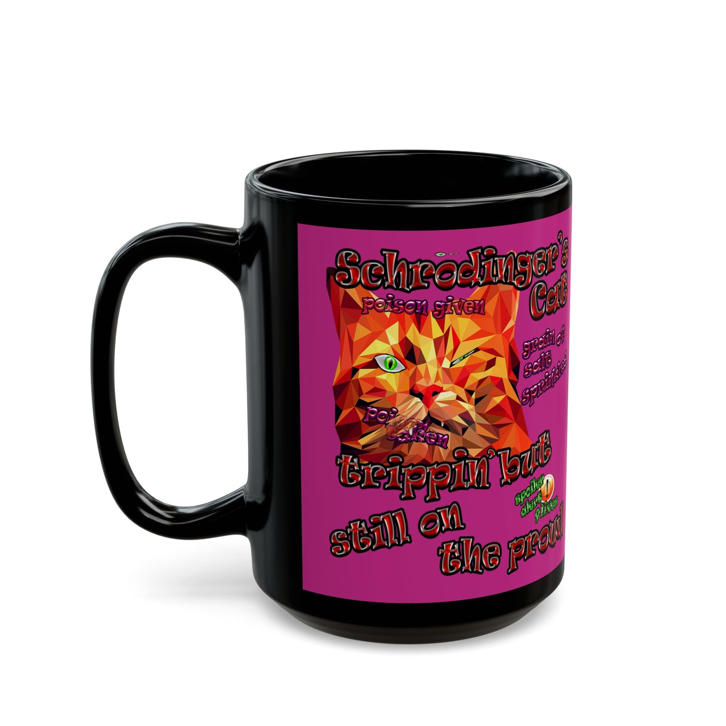 schrodinger's cat - Black Mug (pink)