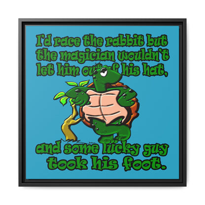 turtle race - framed canvas art (turquoise)