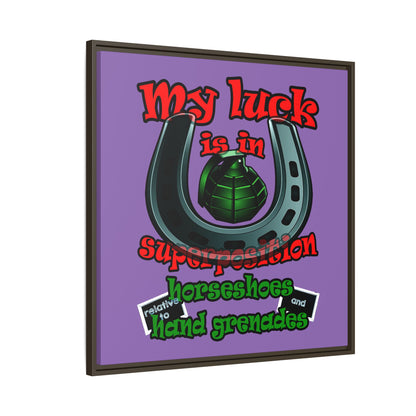 my luck - framed canvas art (light purple)