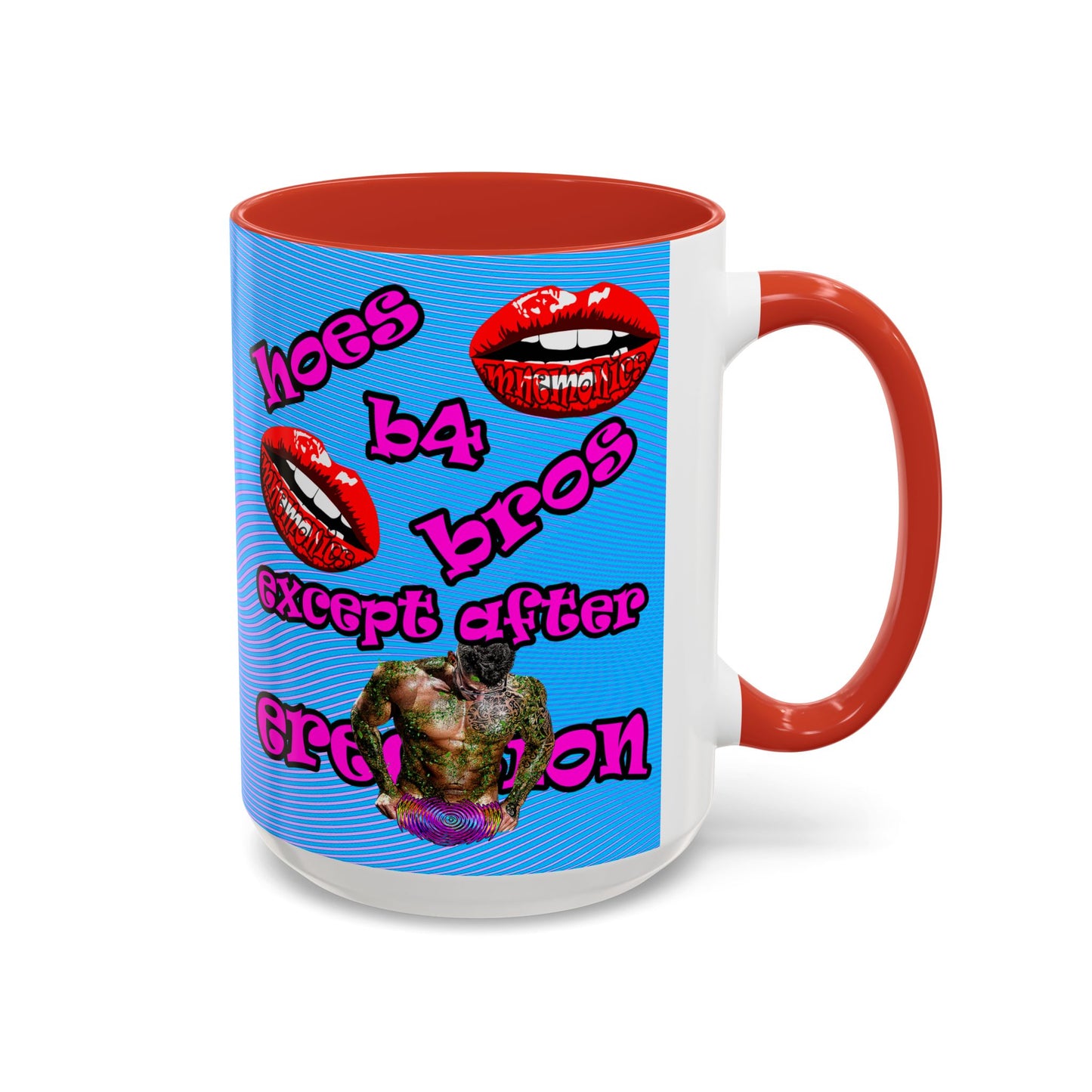 hoes b4 bros - Accent Mug (light blue-purple wave)