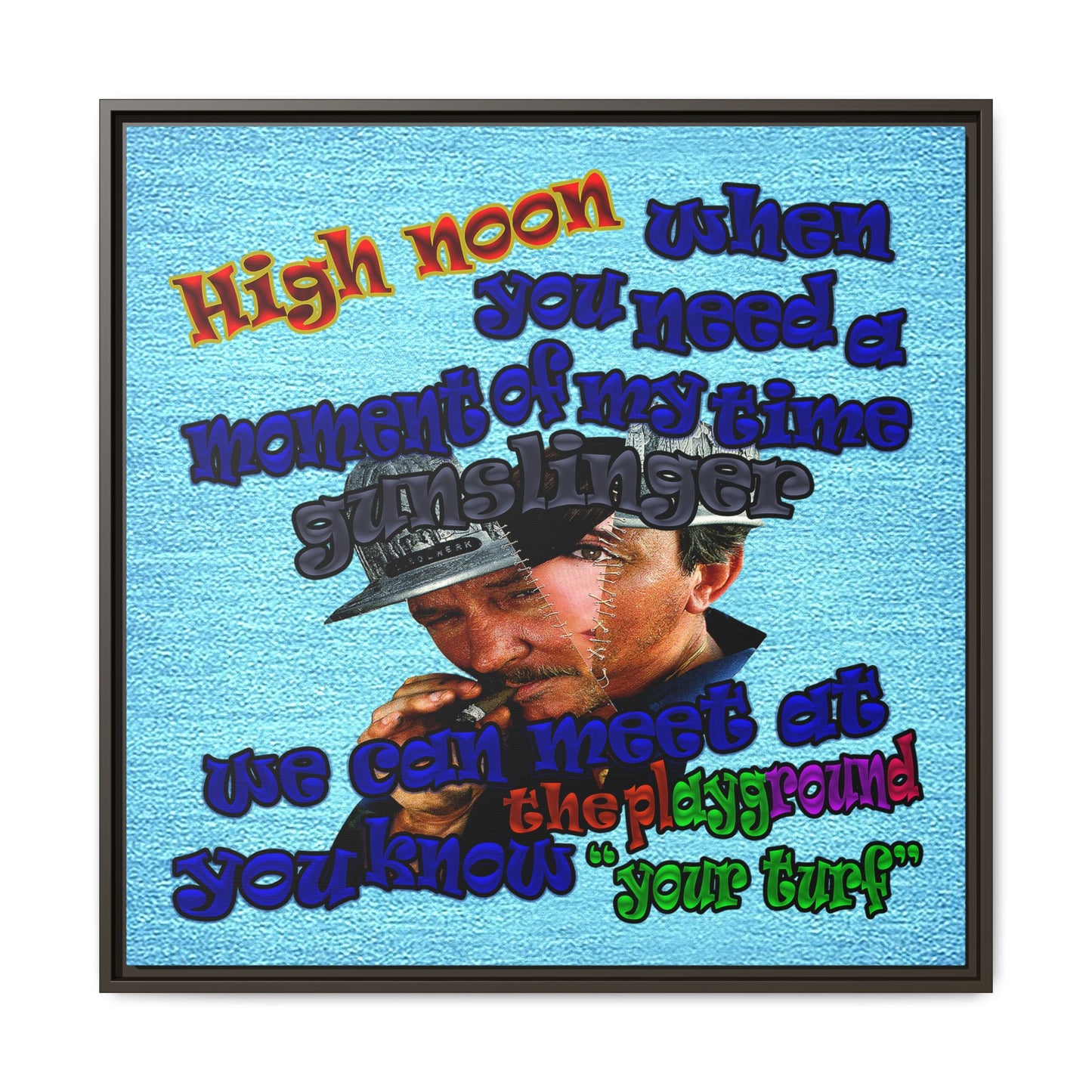 high noon - framed canvas art (faded blue)