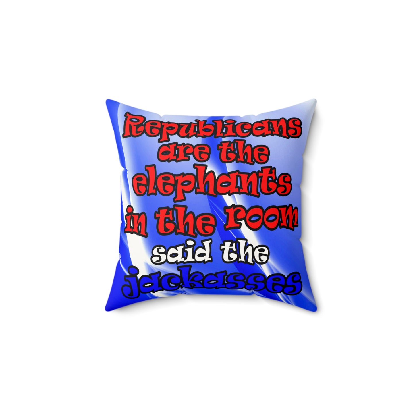 donkeys and elephants - Faux Suede Square Pillow - (blue-white wave)