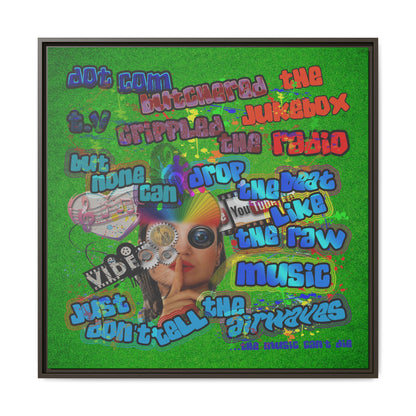 drop the beat - framed canvas art (green turf)