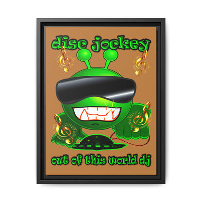 disc jockey - framed canvas art (light brown)