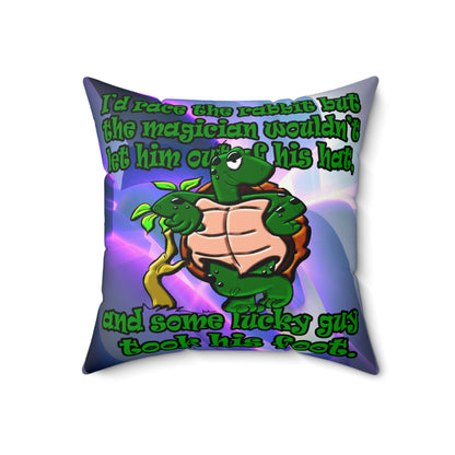 turtle race - Spun Polyester Square Pillow - (grey-pink wave)