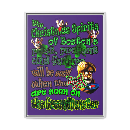 christmas spirits of boston - framed canvas art (purple)
