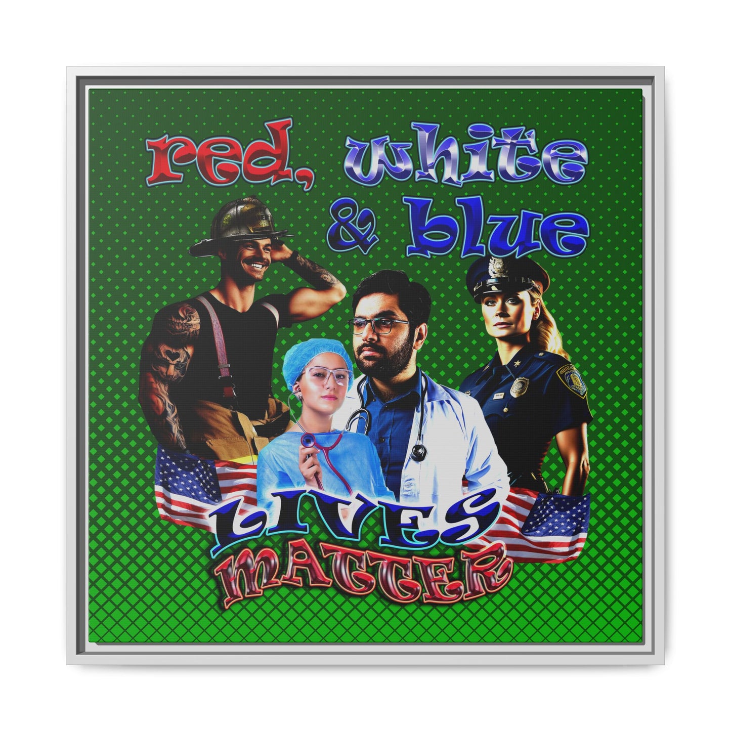 rw&b lives matter - framed canvas art (logo green)