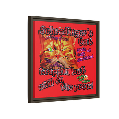 schrodinger's cat - framed canvas art (red)