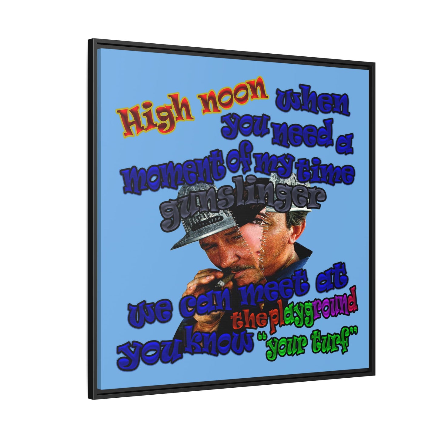 high noon - framed canvas art (light blue)