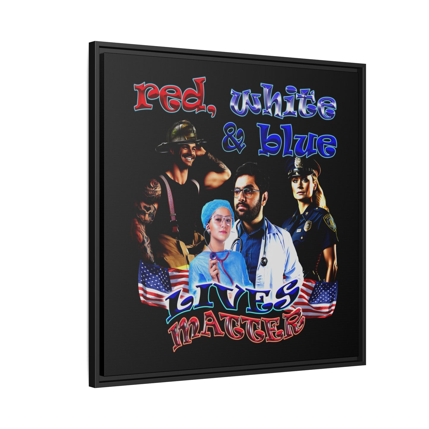 rw&b lives matter - framed canvas art (black)