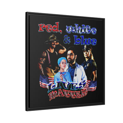 rw&b lives matter - framed canvas art (black)
