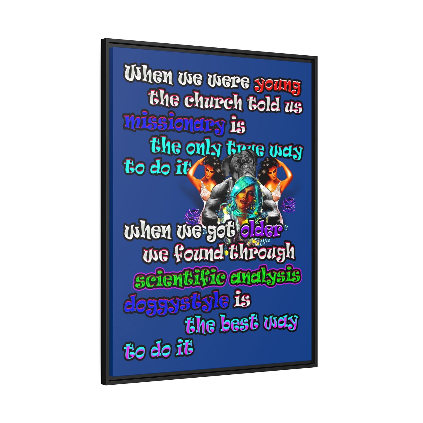 doggystyle - framed canvas art (dark blue)