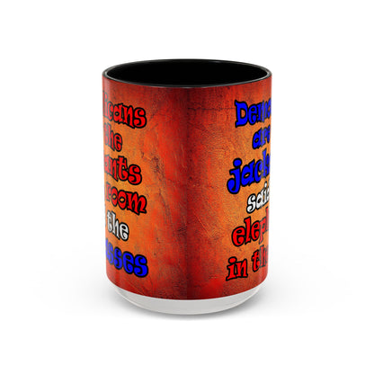 donkeys and elephants - Accent Mug (burnt orange)