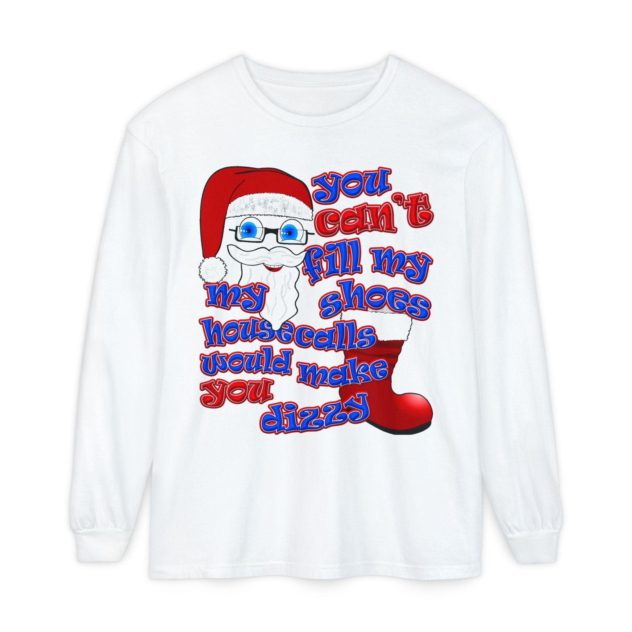 santa's shoes - Unisex Garment-dyed Long Sleeve T-Shirt