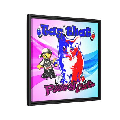 tag that - framed canvas art (light blue-pink wave)