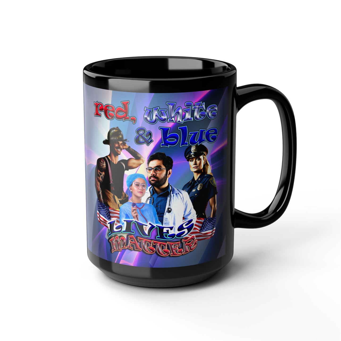 rw&b lives matter - Black Mug (grey-pink wave)