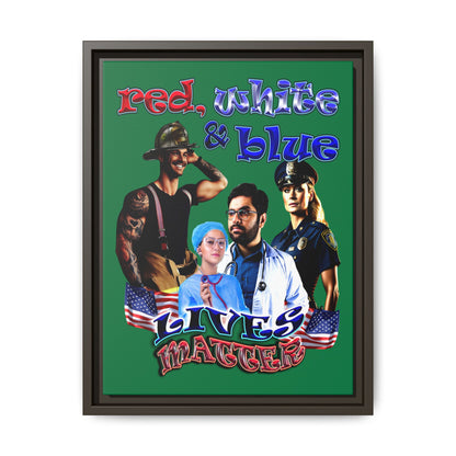 rw&b lives matter - framed canvas art (dark green)