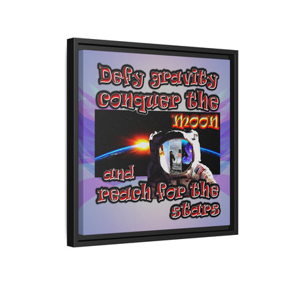 defy conquer reach - framed canvas art (light blue-pink wave)