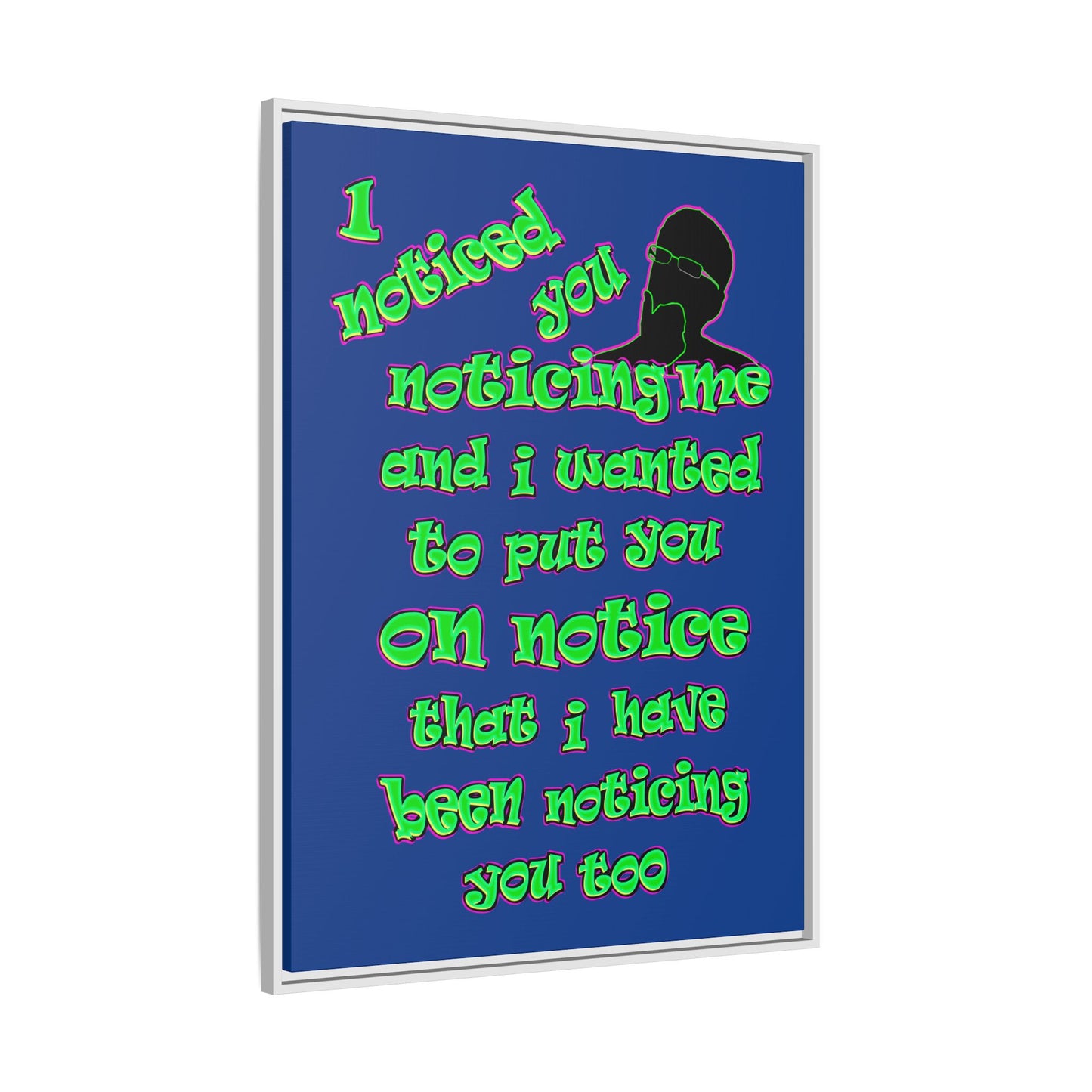 noticed you noticing - framed canvas art (dark blue)