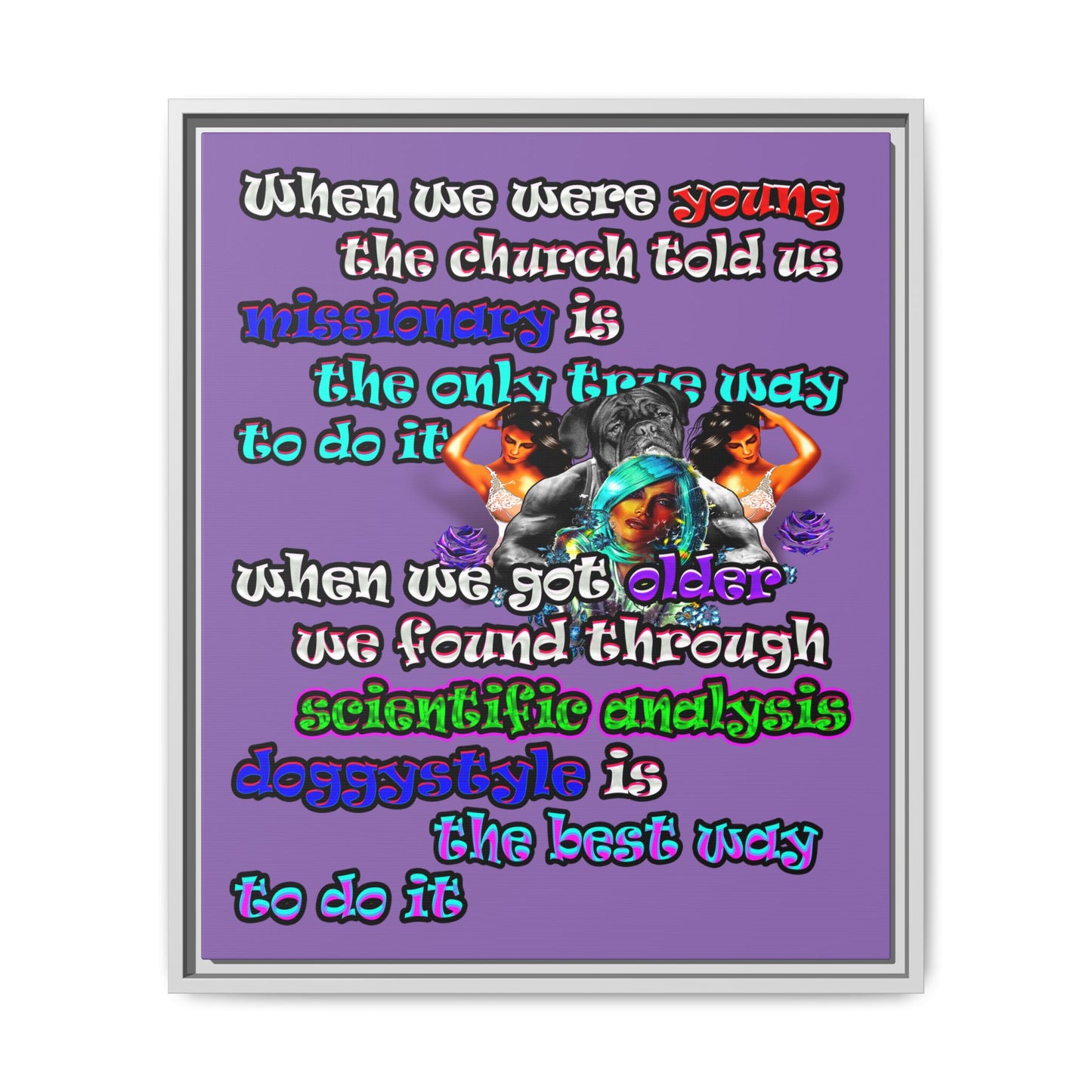 doggystyle - framed canvas art (light purple)