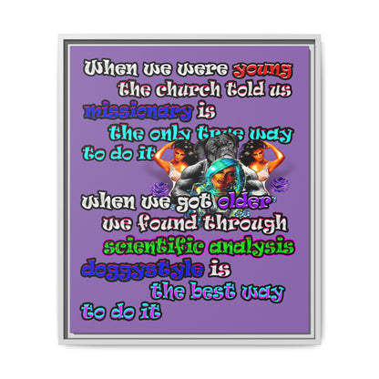 doggystyle - framed canvas art (light purple)