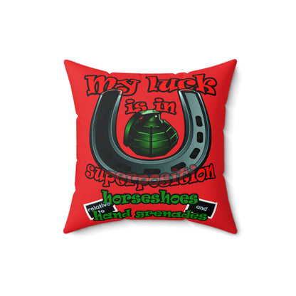 my luck - Faux Suede Square Pillow - (red)