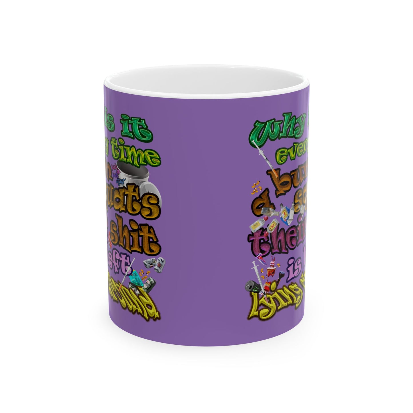 the bum's shit - White Mug (light purple)