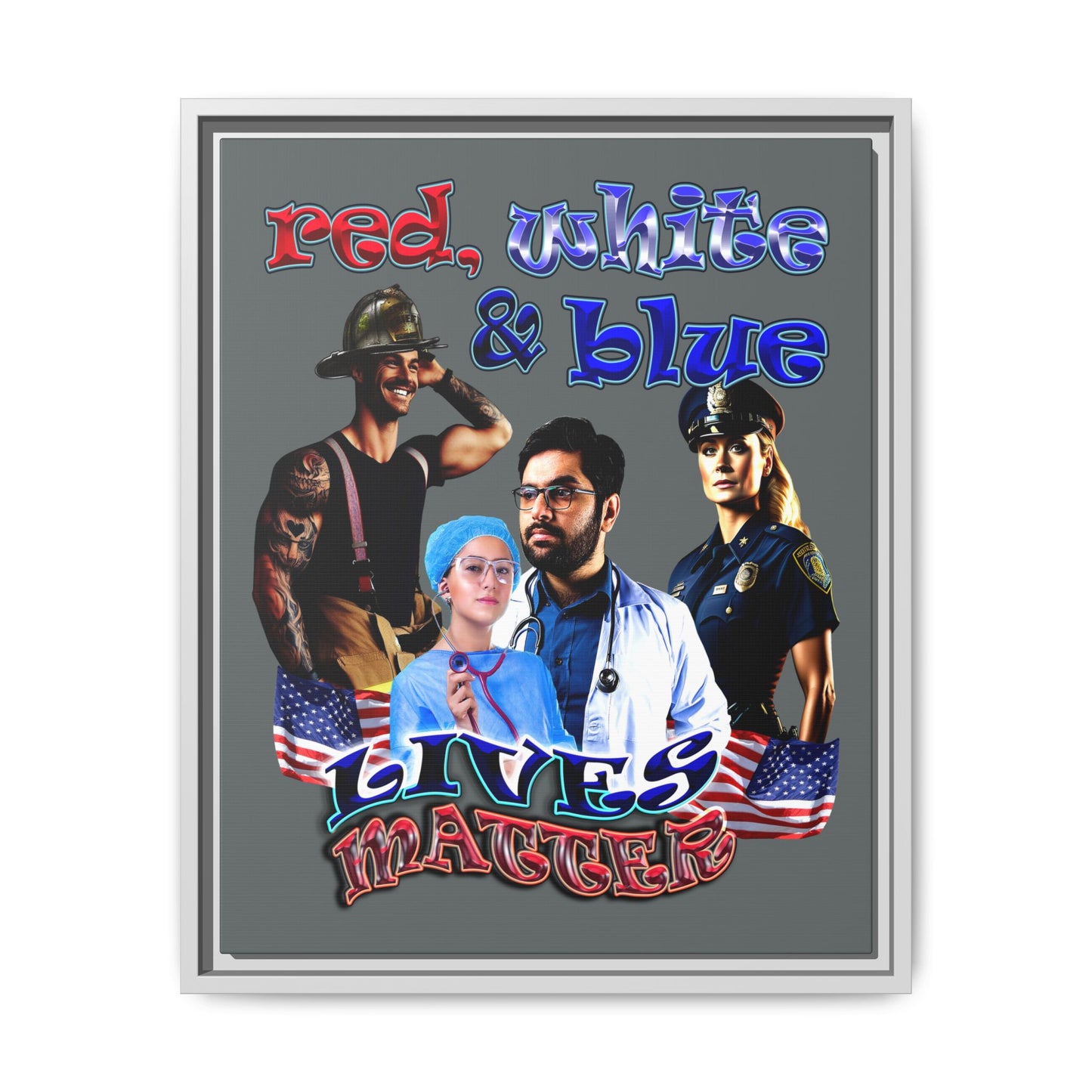 rw&b lives matter - framed canvas art (dark grey)