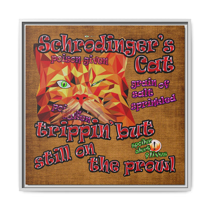 schrodinger's cat - framed canvas art (brown papyrus)